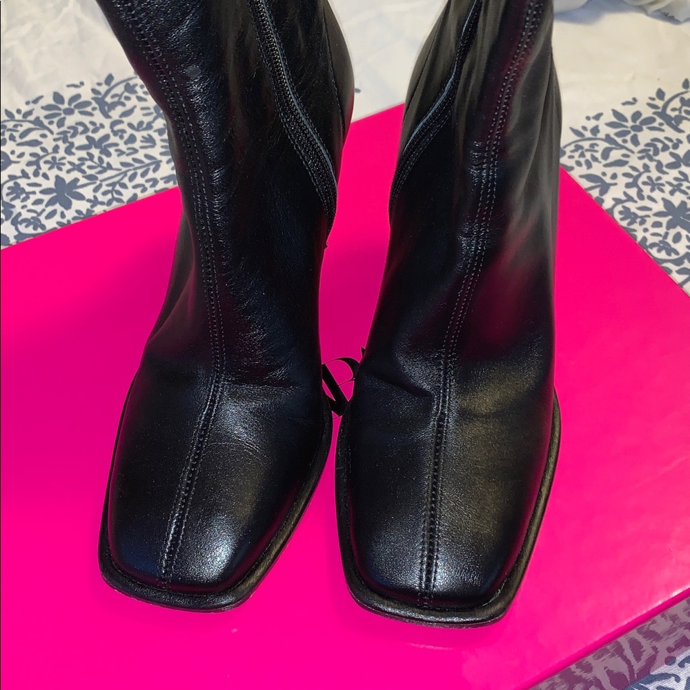 Zara Black Mid-Calf Stiletto Boots